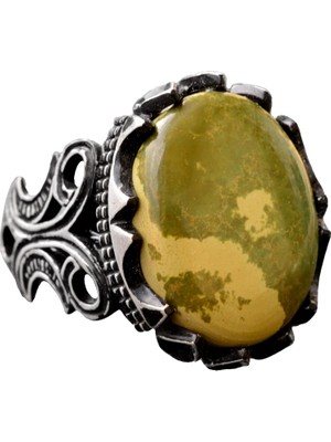 925 Ayar Gümüş Doğal Arizona Turkuaz Taşlı Erkek Yüzük