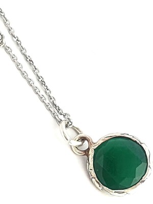 Ose Shop Kök Zümrüt Taşlı 925 ayar Gümüş Tasarım Kolye