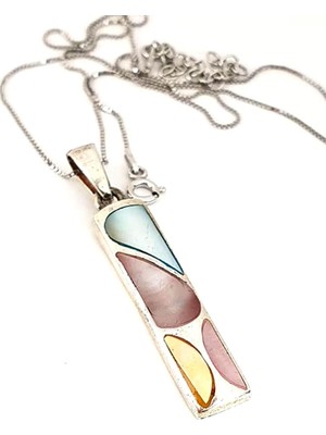 Ose Shop Renkli sedef taşlı 925 ayar gümüş modern kolye