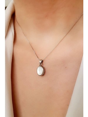Ose Shop Minimal sedef taşlı gümüş kolye