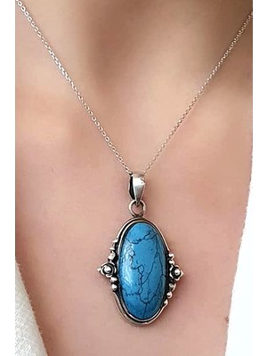 Ose Shop Turkuaz taşlı gümüş kolye