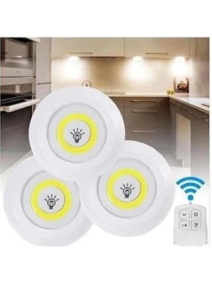 Uzaktan Kumandalı 3’lü Set Hero LED Kabin LED Mutfak Tezgah Banyo Dolap Aydınlatma Gece Lambası Pil