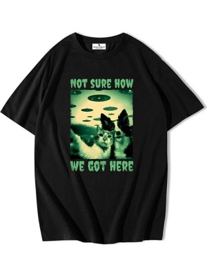 Bozz&bozz Collection Unisex Oversize Cat And Dog Selfie T-Shirt