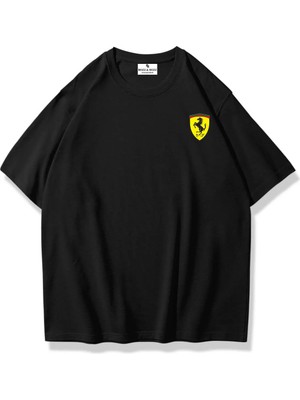Bozz&bozz Collection Unisex Oversize Ferrari Logo T-Shirt