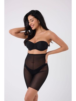 Freshness 0007 Lazer Kesim Tül Yüksek Bel Şort Korse