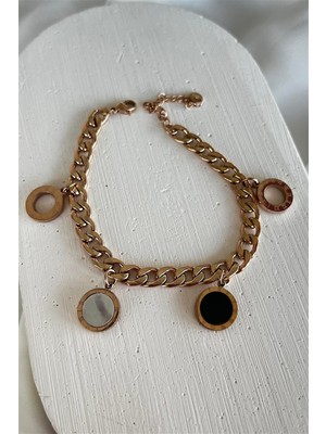 Yuvarlak Detaylı Zincir Çelik Bileklik