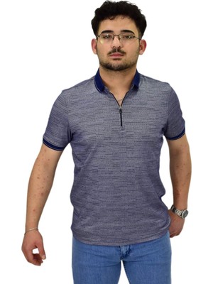 Erkek Polo Yaka Fermuarlı Merserize Jakarlı Tişört 7640 BGL-ST04537