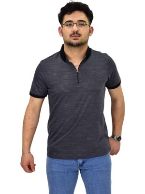 Erkek Polo Yaka Fermuarlı Merserize Jakarlı Tişört 7640 BGL-ST04537