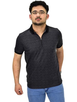 Erkek Polo Yaka Fermuarlı Merserize Jakarlı Tişört 7630 BGL-ST04538