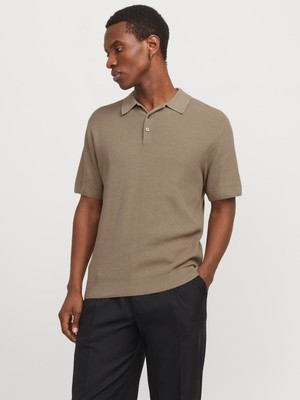 Jack & Jones Jprcccooper Knıt Polo Ss Sn Greige