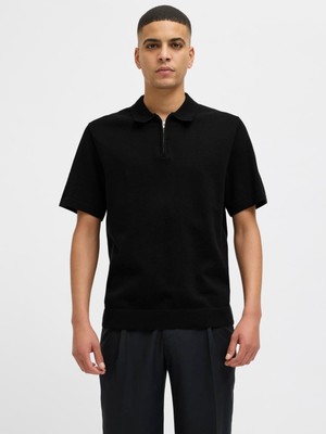 Jack & Jones Jprblamılano Sprıng Knıt Polo Ss Sn Black