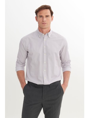 Altınyıldız Classics Pamuklu Slim Fit Dar Kesim Düğmeli Yaka Çizgili Gömlek