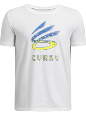Under Armour Düz Beyaz Erkek Çocuk T-Shirt 1387102-101-CURRY Logo Tee