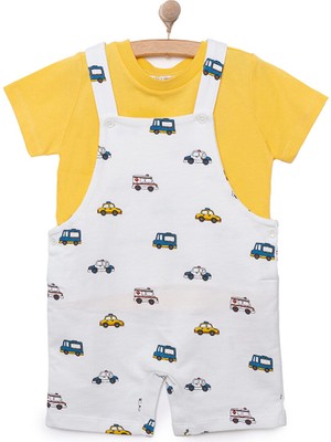 Hellobaby Basic Erkek Araba Desenli Şort Salopet-Tshirt Erkek Bebek