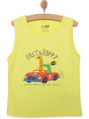 Hellobaby Basic Erkek Hayvan ve Araba Baskılı Atlet Tshirt Erkek Bebek