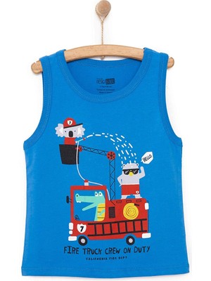 Hellobaby Basic Erkek Hayvan Itfaiye Baskılı Atlet Tshirt Erkek Bebek