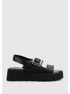 ProvoQ Siyah Kadın Düz Sandalet