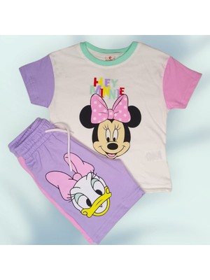BB Kids %100 Pamuk Kız Bebek Karakterli Tişört + Şort Takım - Yazlık, 9 ay