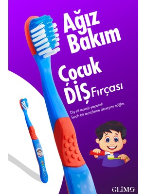 Glimo Kids Ağız Bakım Diş Fırçası Mavi | 3 Yaş Için Ultra Yumuşak Kıl, Diş Eti Dostu, Çocuk Diş Fırçası