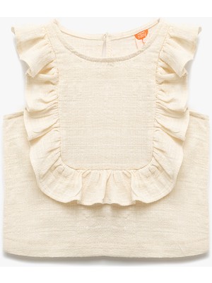 Koton Fırfır Detaylı Bisiklet Yaka Kolsuz Pamuklu Bluz