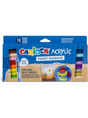 Carioca Akrilik Paint Marker Su Bazlı Fırça Uçlu 18'li