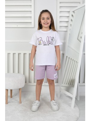 New Kids Belle Baskı Kız Çocuk Şortlu Takım