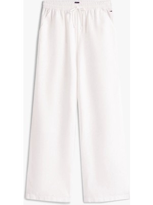 Tommy jeans Kadın Beyaz Keten Pantolon