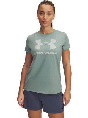 Under Armour Sportstyle Logo Kadın Yeşil Yuvarlak Yaka Tişört