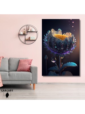 Tekli Dikey Kanvas Duvar Tablosu Su Damlalı Açmamış Lotus