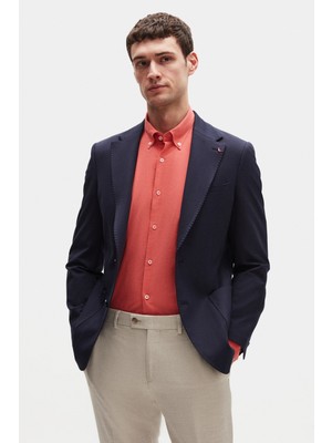 D'S Damat Ds Damat Slim Fit Lacivert Örme Kumaş Ceket 4HC04NA02436M