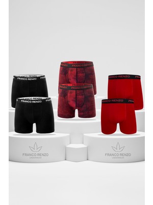 Erkek 6'lı Lüx Kutulu Pamuklu ve Likralı Desenli Boxer
