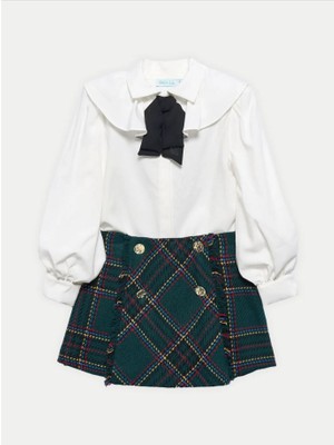 Abel&lula Kız Çocuk Ekose Etek Gömlek 2 Li Set 5546