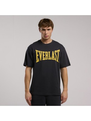 Everlast Erkek Gri T-Shirt Oversize Logo Detaylı %100 Pamuklu Günlük Kullanım İçin