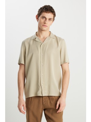 Wrangler Relaxed Fit Tencel Göm Bej Erkek Gömlek
