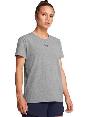 Under Armour Campus Core Kadın Gri Yuvarlak Yaka Tişört