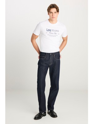 %100 Pamuk Relaxed Fit Geniş Kesim Normal Bel 101Z Lacivert Denim Jean Pantolon