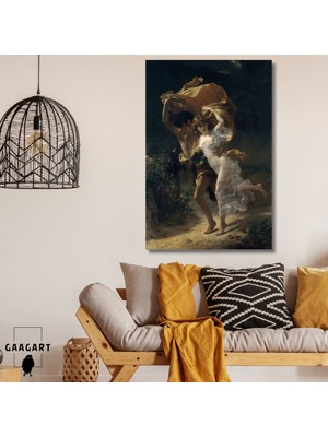 Tekli Dikey Kanvas Duvar Tablosu Ünlü Ressam Pierre Auguste Cot  The Storm