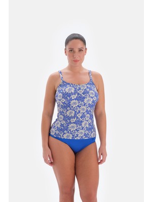 Eros 3210MY Kadın Tankini Tk Mavi Renkli Çiçek Desenli Model Rahat Kalıp