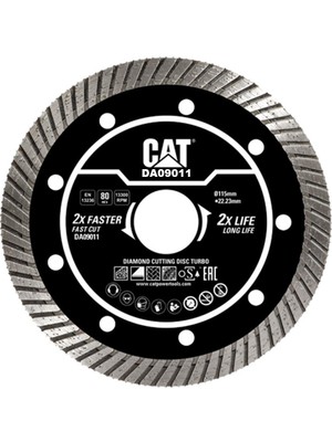 Cat DA09011 115MM Profesyonel Beton, Tuğla, Parke Taşı Elmas Kesme Diski (Turbo Kanallı Kenar)