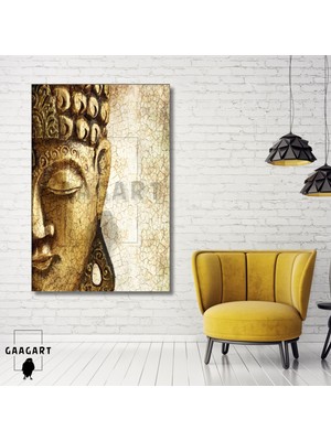Tekli Dikey Kanvas Duvar Tablosu Buda Heykeli