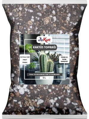 ByKurt Kaktüs Toprağı Böcek Sinek Yapmayan 5 litre Premium Karışım TS1 Torf, Perlit, Pomza