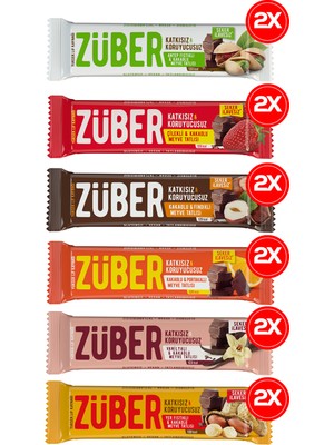 Züber Meyveli Bar Şöleni 40GR X12 Adet (Antep Fıstıklı, yer Fıstıklı, çilekli, fındıklı, portakallı, Vanilyalı )