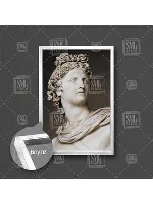 Apollo Yunan Mitolojisi Güneşin Ateşin Sanatın Tanrısı Heykel Dekor Çerçeveli Dikey Kanvas Tablo