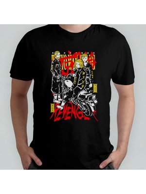 Pixxa Tokyo Revengers Anime Manga Unisex %100 Pamuklu Bisiklet Yaka T-Shirt Model 7