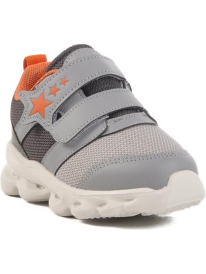 Gri Cırtlı Işıklı Hafif Unisex Çocuk Spor Ayakkabı Cayt B