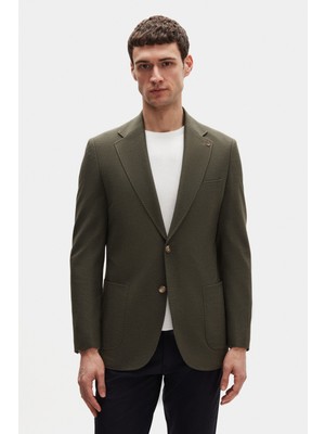 D'S Damat Ds Damat Regular Fit Haki Düz Kumaş Ceket 4HC04KV03437M