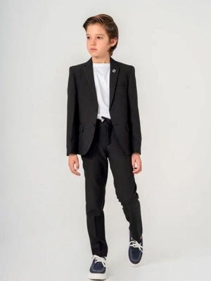 Erkek Çocuk T-Shirt Ceket Belden Bağlamalı Pantolon 3'lü Spor Takım (11-14 Yaş Arası)