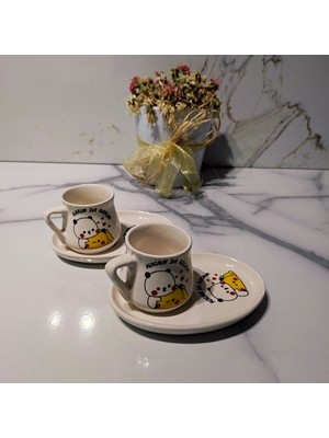 DM Porselen Dm Porselen Baskılı 2'Li Kahve Fincanı