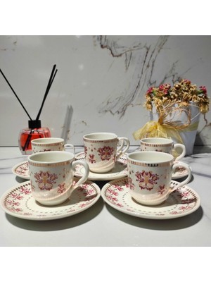 Dm Porselen Karanfil 6'lı Kahve Fincan Takımı