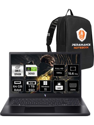 Acer Nitro V 15 Intel Core I5 13420H 64GB 1tb SSD RTX3050/6GB 15.6" Fhd 144Hz Windows 11 Home Taşınabilir Bilgisayar & Per4 Çanta NHQNCEY005P333